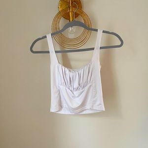 Smocked Chest Tank Crop Top in Pure White - Size Small